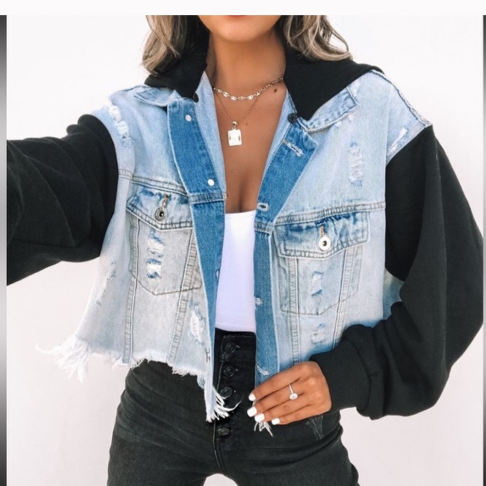 Vici Dance & Marvel Light Blue denim Jacket with hood